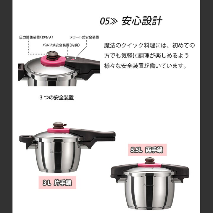 楽天市場】魔法のクイック料理 片手圧力鍋 3L ガラス蓋・カレーレシピ  