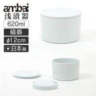 【特典付】 ambai 浅漬器 磁器 （蓋付き 浅漬け鉢 保存容器 磁器 漬物鉢 漬物器 自家製 重石付き 日本製 …