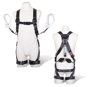 藤井電工/ツヨロン 黒影ハーネス ツインランヤード付 TH-504-2CR93SV-OT-DG-BK-L-2R23【新規格】Lサイズ ツインコルトリトラ付 水平型 ワンタッチバックル 【代引き不可】【北海道・沖縄