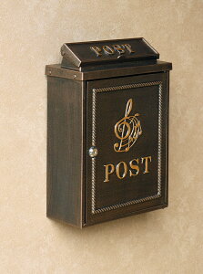 MOJYU 鋳物壁掛けポスト【Musical note-ミュージカルノート-】WM-064(ブロンズ)モジュ 郵便受け 鍵付き 音符 かわいい おしゃれ 完成品【代引不可】【北海道・沖縄・離島配送不可】