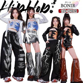 稲妻柄 チューブトップ シルバー 黒 光沢 フード付き長袖 スーパークロップト Y2K アイドル風 ダンスウェア ダンス衣装 女の子