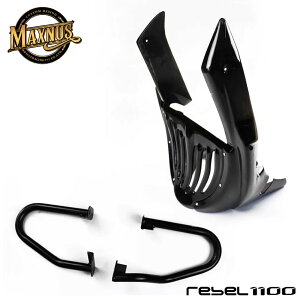 MAXNUS ���u��1100 ��p �A���_�[�J�E�����N���b�V���o�[�Z�b�g�i�O���X�u���b�N�jUNDER FAIRING BELLY PAN WITH CRASHBAR GLOSS BLACK FOR HONDA REBEL 1100 2020-2025