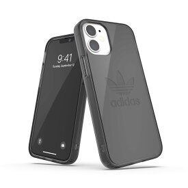 adidas アディダス スマホケース iPhone 12 Mini ケース クリアケース スマホケース アイフォン カバー 耐衝撃 TPU ビッグ・ロゴ スモーキー ブラック ※当店限定1年保証※