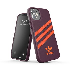 adidas アディダス スマホケース iPhone 12 Mini ケース アイフォン カバー スマホケース 耐衝撃 TPU SAMBA サンバ マルーン x オレンジ ※当店限定1年保証※