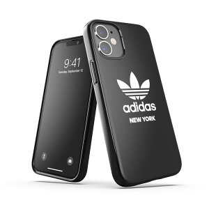 adidas アディダス スマホケース iPhone 12 Mini ケース アイフォン カバー スマホケース 耐衝撃 TPU 都市シリーズ ニューヨーク ロゴ ブラック 黒 ※当店限定1年保証※