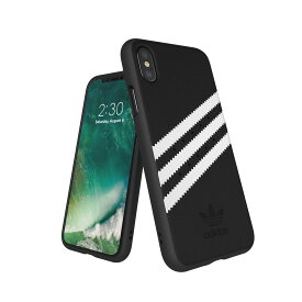 【※返品不可※アディダス在庫処分品】adidas アディダスiPhone X / iPhone XS ケース スマホケース アイフォン カバー 耐衝撃 TPU ガゼル スエード調素材 x 3ストライプ ブラック/ホワイト 黒