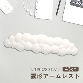 アームレスト リストレスト 雲 手首 腕 クッション 43cm デスクワーク PC パソコン 作業 おしゃれ かわいい ファンシー 雲形 雲型 オフィス デスク くも ハンドレスト 低反発 ホワイト 白