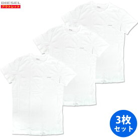 DIESEL ディーゼル 新品・アウトレット アンダーウェア 3枚組 00SPDG 0AALW 100 Tシャツ 半袖 ホワイト S M L 下着 ラウンドネック コットン 3枚セット 送料無料