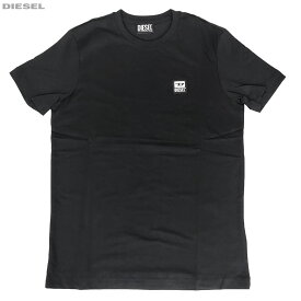 DIESEL ディーゼル 新品 半袖 Tシャツ 丸首 A00356 RAAXJ 900 黒 ブラック ワンポイント クルーネック 並行輸入品 クリックポストで送料無料