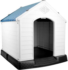 犬小屋 中小型犬用 組立式 プラスチック製 ホワイト＆ブルー