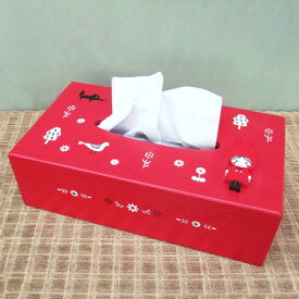 赤ずきん木製品 ティッシュボックス（赤）　Shinzi Katoh design red hood tissue box red