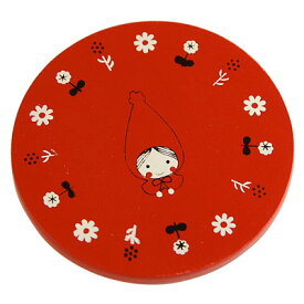 赤ずきん木製品 かわいいコースター（赤）　Shinzi Katoh design red hood coaster red
