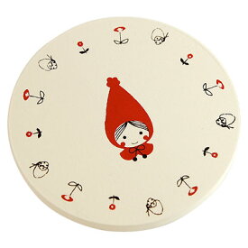 赤ずきん木製品 かわいいコースター（白）　Shinzi Katoh design red hood coaster white