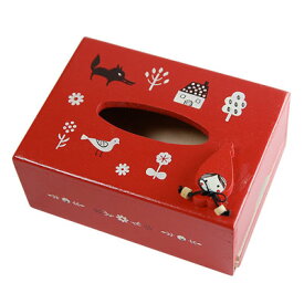 赤ずきん木製品 ミニティッシュボックス（赤）　Shinzi Katoh design red hood mini tissue box red