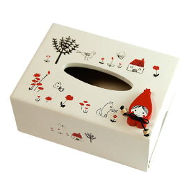 赤ずきん木製品 ミニティッシュボックス（白）　Shinzi Katoh design red hood mini tissue box white