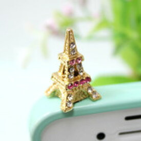 桃色エッフェル塔 シンジカトウデザイン キラキラ スマホ イヤホン ピアス ジャック Effel tower pink Shinzi Katoh Design phone pierce jack cap【メール便可】