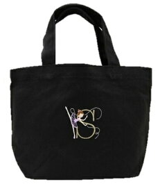 ミニトートバッグ イニシャル刺繍 ShinziKatoh Initial needlework　minitote bag ランチバッグ　バッグボディーカラー ブラック 黒地 black color
