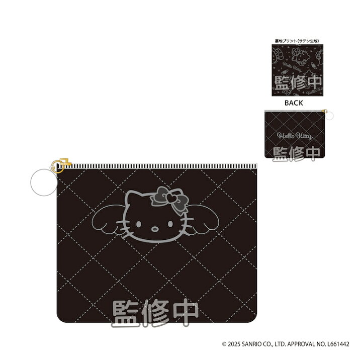 楽天市場】ハローキティ BLACK ANGEL キルティング フラットポーチ 