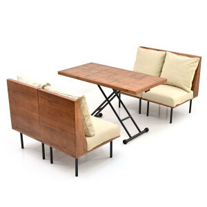 infinite ダイニング5点セット IFSE0326 組合せソファ 一人掛けソファ4脚 昇降ダイニングテーブル ダイニングセット リビングセット リビング ダイニング セット商品 ヴィンテージ 古材風 天然