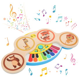 Smiim 知育玩具 ドラム ピアノ 楽器 おもちゃ 玩具 誕生日 プレゼント 赤ちゃん あかちゃん 女の子 男の子 1歳 2歳 3歳 4歳 子供 ランキング 人気 クリスマス トイピアノ こども 木製 音楽 鍵盤楽器