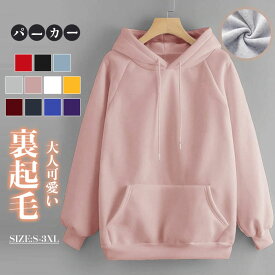 裏起毛 パーカー レディース 微起毛 秋 冬 フード 長袖 可愛い 無地 シンプル きれいめ 裏起毛パーカー レディースパーカー ノーマル丈 ロング丈 ブラック ホワイト ブルー S M L XL 2XL 3XL ルームウェア ふわふわ 学生 通勤 送料無料