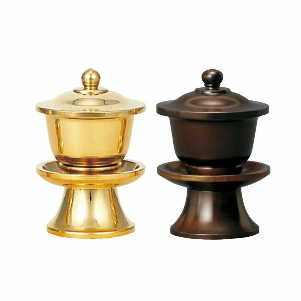 【仏具】茶湯器 伝統型 真鍮製 落し付（サイズ・小 高さ：7.4cm〜特大 高さ：11.8cm） | スマイル仏壇