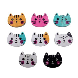 子供用DIY手工芸品を縫う100色の猫柄木製ボタンのセット