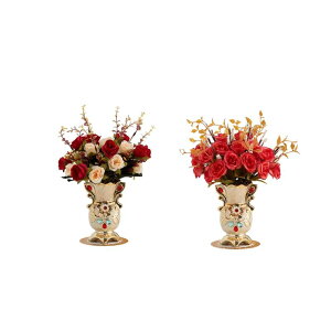 花瓶の花のfaux花のアレンジメントセラミックテーブルセンターピース収集可能なヨーロッパスタイルの花瓶屋内植木鉢屋内バー