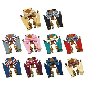 子供用サスペンダーと蝶ネクタイ 金属クリップ タキシードサスペンダー 男の子 女の子 子供用