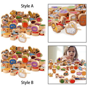 木製レースビーズおもちゃ木製糸通しおもちゃ発達玩具モンテッソーリ幼稚園ひも誕生日ギフト用