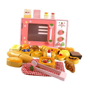 子供用木製電子レンジおもちゃ パン付き 食品おもちゃ 子供 女の子 男の子用