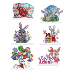 DIY5Dダイヤモンド絵画装飾デスクの装飾ラインストーンダイヤモンド描画イースターウサギダイヤモンドアートキット子供ホリデーギフト