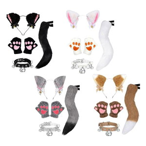 キツネの耳.しっぽ.手袋.首輪セット 動物テーマのパーティー用コスプレキツネコスチューム