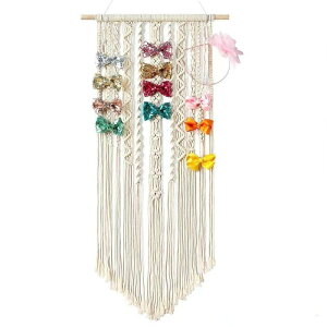 マクラメリボンホルダー 女の子のヘア用 ボヘミアン風 壁飾り 吊り下げタペストリー