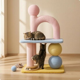 猫タワー アクティブセンター ボールコース 猫タワー 爪とぎアーチ 猫タワー パノラマ台 猫タワー スリム設計 安定性 木製土台 室内遊び適用