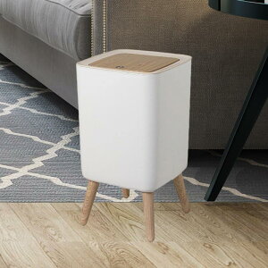 ゴミ箱 蓋付きゴミ箱 ティッシュホルダー 廃棄容器 廃棄バスケット 脚付きゴミ箱 プレス開閉 臭い防止 北欧デザイン PP素材 家庭用リビングルームに適用 21cmx21cmx37.5cm