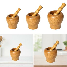 キッチンの木製モルタルと乳棒セットマニュアルガーリックマッシャーキッチンエッセンシャル再利用可能なガーリックジンジャーグラインダーチャツネコショウ