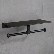 棚キッチンダブルロールティッシュディスペンサー付きバスルームトイレットペーパーホルダー , ブラック