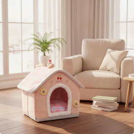 カバーが洗えるペットベッド 取り外し可能 犬猫用ハウスベッド かわいい