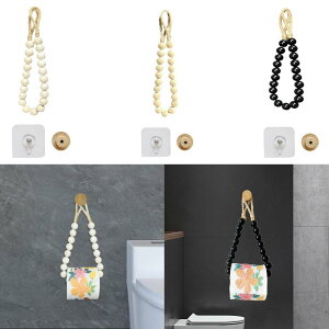 木製ビーズ トイレット ペーパー ホルダー 壁掛け 多目的ティッシュ ストレージ ラック タオル ロール ホルダー ショップ ファームハウス ベッドルーム用