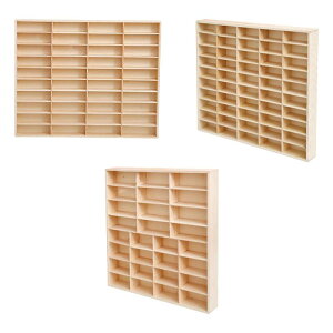 1/64ウッドおもちゃカーディスプレイラックミニチュアディスプレイケースの木材のフィギュア人形のフィギュアのキャビネットディスプレイフィギュアコレクションストア