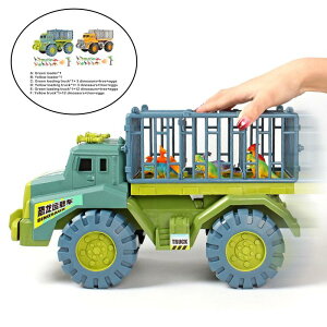 おもちゃのトラック.恐竜のおもちゃが付いている恐竜輸送車のキャリアトラック.摩擦動力車.活動.子供のためのカープレイセットのおもちゃ