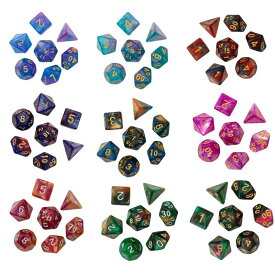 7x D4 D8 D10 D12 0 マルチサイドダイスバーおもちゃ アクリル多面体ダイスセット MTG 数学教育 ロールプレイング カードゲーム テーブルゲーム用