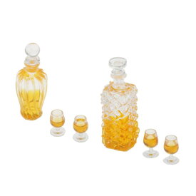 ドールハウス ワインボトルとカップセット - 1:12スケールのドールハウス用ミニチュアアクセサリー.人形用ワインボトルセット