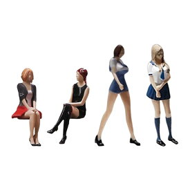 1/64 女の子フィギュア手描き人形デスクトップ装飾用建築モデルレイアウト S スケール