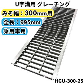 グレーチング U字溝用 溝蓋 みぞ幅300mm用　(乗用車) 長さ995mm 【代引き・日祝配達・時間指定不可】 側溝 歩道 溝 蓋 ふた 〈grating：グレーチング〉 HGU-300-25