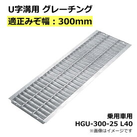 グレーチング U字溝用 溝蓋 みぞ幅300mm用　(乗用車) 長さ995mm 【代引き・日祝配達・時間指定不可】 側溝 排水溝 溝ふた 溝蓋 溝 蓋 ふた 駐車場 ガレージ 〈grating：グレーチング〉 HGU-300-25 L40