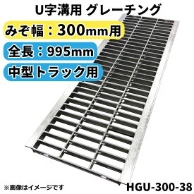 グレーチング U字溝用 溝蓋 みぞ幅300mm用　(中型トラック) 長さ995mm 【代引き・日祝配達・時間指定不可】 側溝 排水溝 溝ふた 溝蓋 溝 蓋 ふた 駐車場 ガレージ 〈grating：グレーチング〉 HGU-300-38