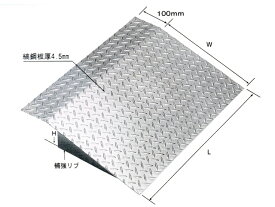 鋼板製・融解亜鉛メッキ仕上げ 乗用車用 縞鋼板製歩道上がり 適用段差100mm HSL-600-10 【代引き・時間指定不可】段差スロープ 鉄板　段差解消スロープ