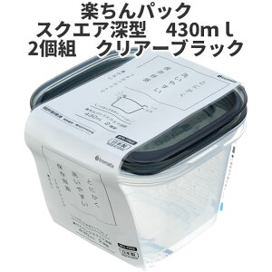 イノマタ化学 楽ちんパック スクエア深型 430ml 2個組 ブラック 保存容器 プラスチック製密閉容器